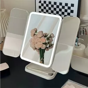 Tri-Fold LED Makeup Mirror