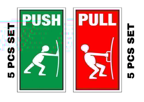 5 Pcs Set push & pull sticker 