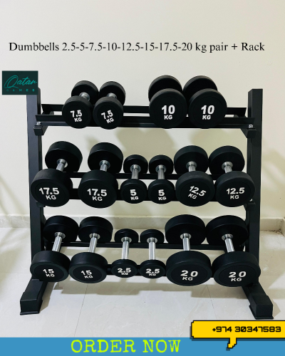 dumbbells and rack