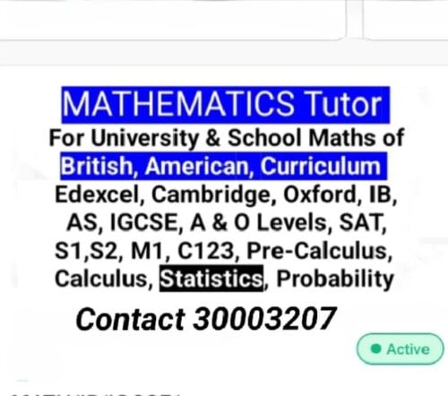 STATS, MATH TUTOR IGCSE IB AS SAT