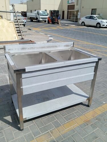 SS Double Bowl Sink Table