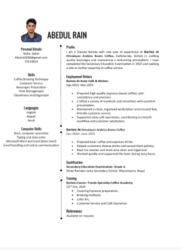 I am a barista - seeking for job