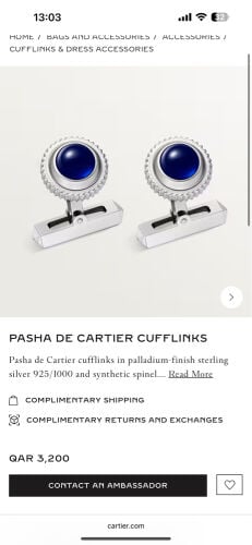 Cartier cuffinks silver blue
