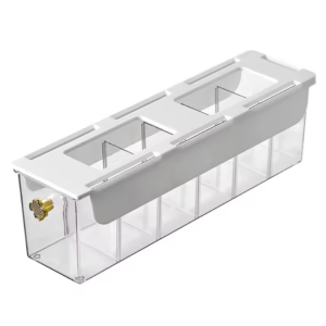 صندوق تخزين شفاف متعدد الأقسام