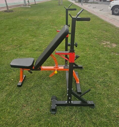 Adjustable bench with rack