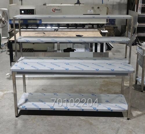 SS Table With Overhead Shelve