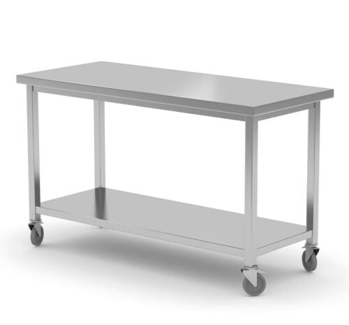 SS  Table with Bottom shelf