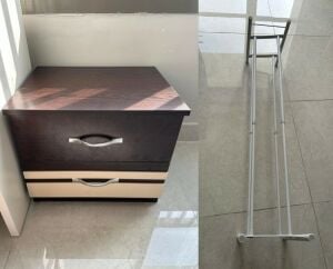 Wooden Storage & Metal Shoe Rack