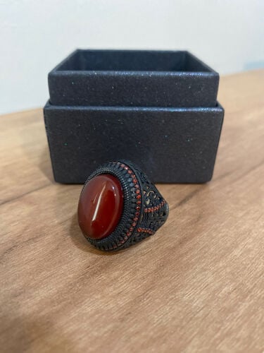 silver yamani aqiq ring