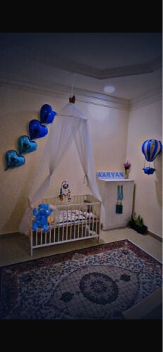 Crib with Mattress and curtain