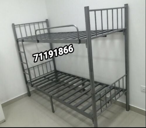 silver & black double bed