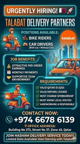 Hiring for Talabat and Snoonu