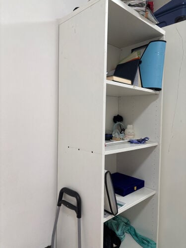 white shelf with adjustable racks