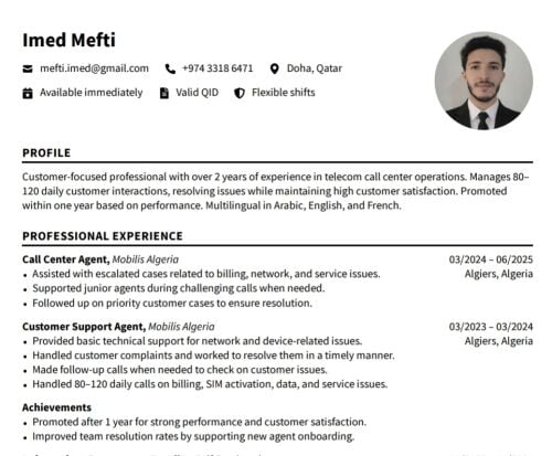 Customer Service / Sales Agent