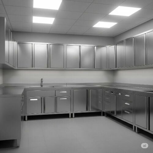 SS Kitchen Base and Wall Cabinet