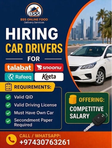 Driver with car For Food delivery 