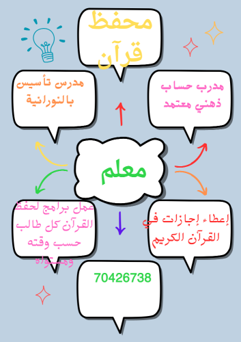 مدرس لغة عربية وشرعية ومحفظ قرآن