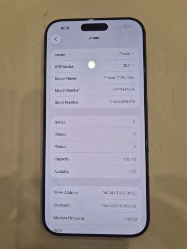 IPhone 17 Pro Max 1TB
