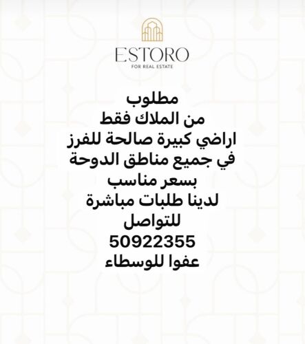 مطلوب ارضي من الملاك فقط