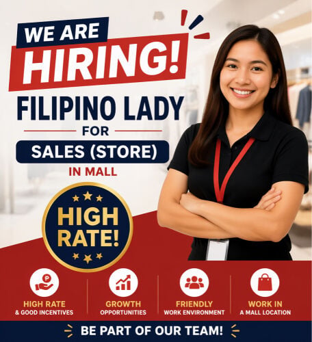 hiring sales lady ( philipino )