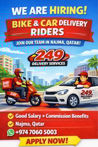 we are hiring bike rider and car