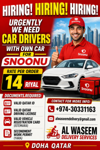 We need Car Drivers For Snoonu