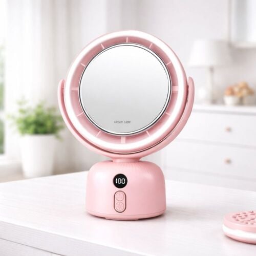 Green Lion Makeup Mirror Fan