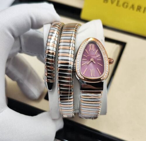 بولغري ثعبان ساعة الأناقة الوردية