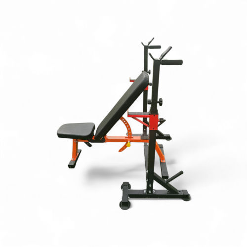 Adjustable bench with rack