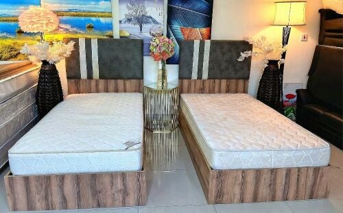 2 same single bed with mattress.