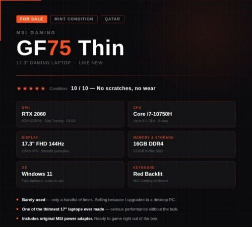 MSI GF75 thin 10SCXR Laptop