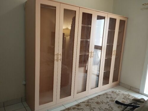 Glass cabinet with light.