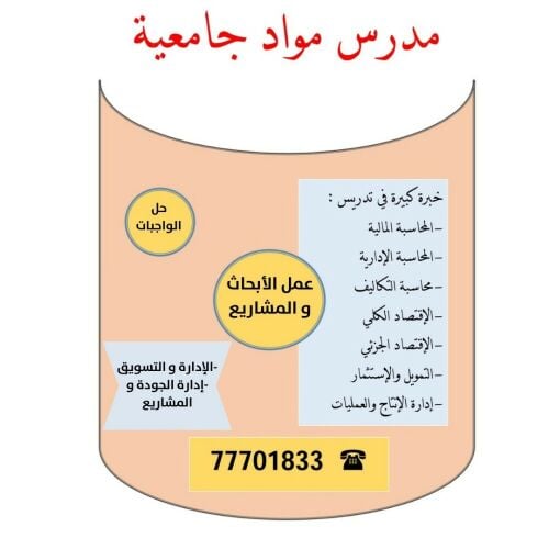 مدرس جامعي محاسبة. اقتصاد. تمويل