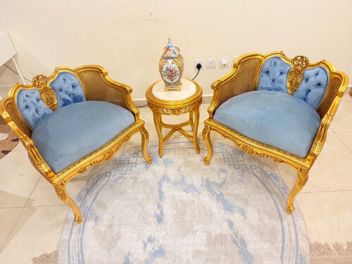 Luxury French style armchairs set.