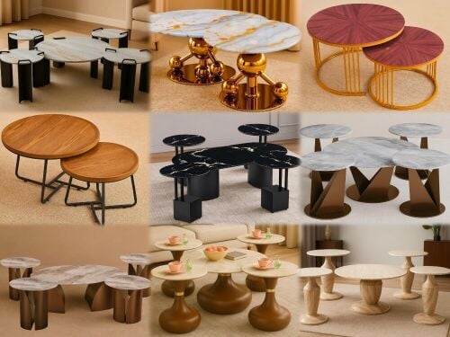 طاولات رخام وخشب تشكيلات مختلفه
