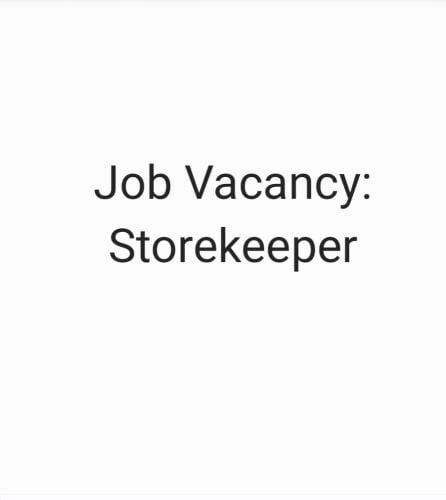 Job Vacancy: Storekeeper