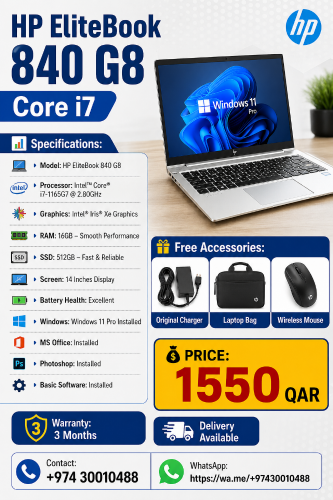 HP EliteBook 840 G8
Core i7 11th Ge