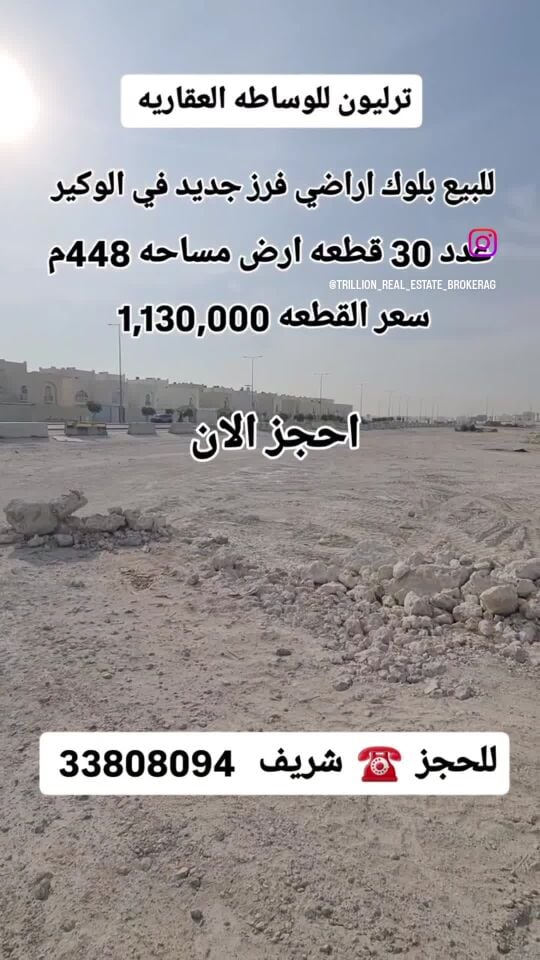 بلوك اراضي فرز جديد الوكير