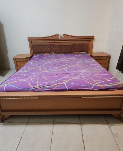 Bed & Mattress with side table