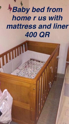 baby bed with mattress, kitchen