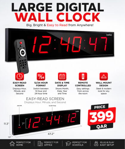 Digital wall clock 48 inch
