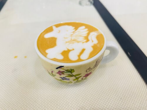 Yadanar Aung working as a barista 