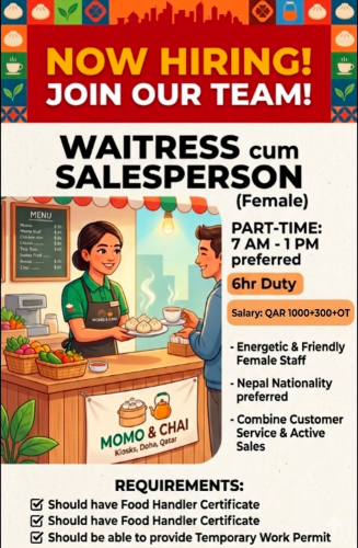 Waitress cum Salesperson Location