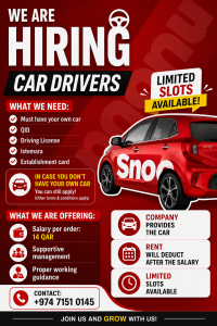 hiring car deriver for snoonu