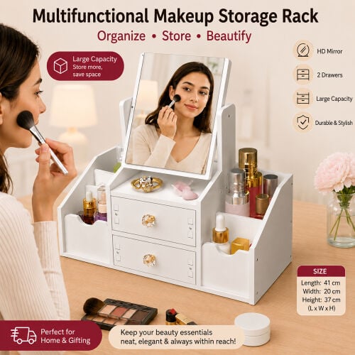 cosmetic rack with mirror 