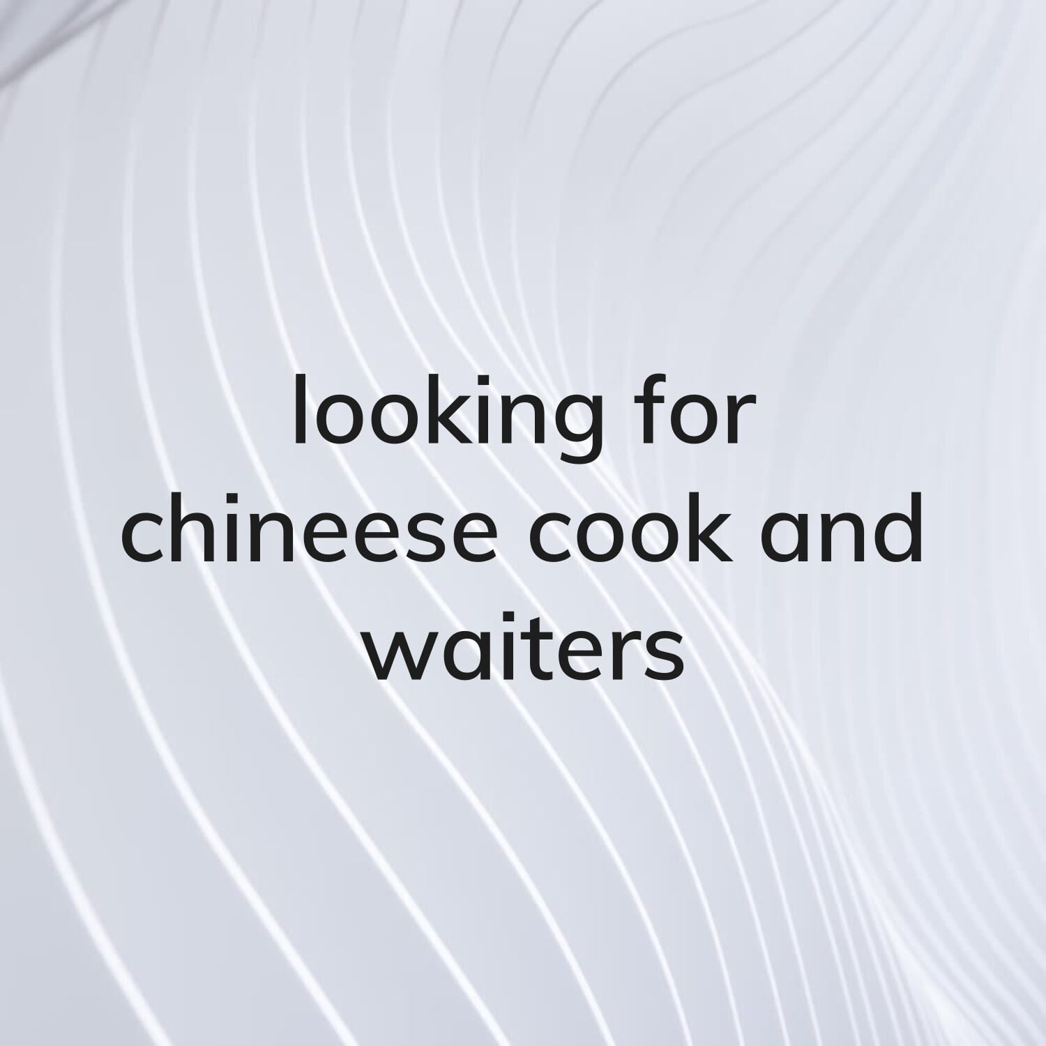 looking for Chinese cook
