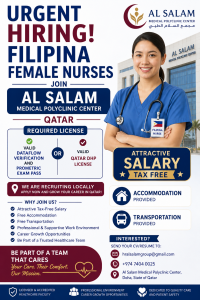 HIRING  FILIPINA FEMALE NURSES