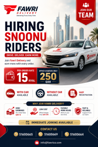 HIRING SNOONU RIDERS FAWRI DELIVERY