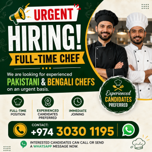 URGENT HIRING(Pakistani & bengali)