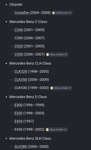 Chrysler crossfire / mercedes discs